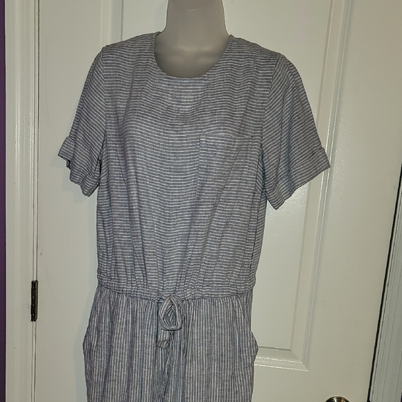 Old Navy Blue and White Striped Jumpsuit Sz: L - Picture 2 of 9